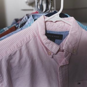 Tommy Hilfiger Classic Fit Shirt Pink/White Sz XS